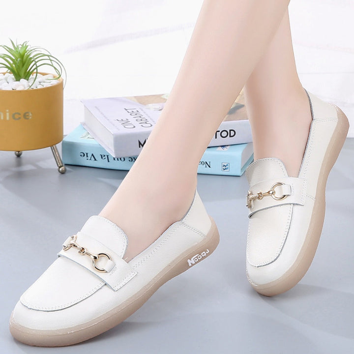 Platte damesloafers wit metallic detail - Melora