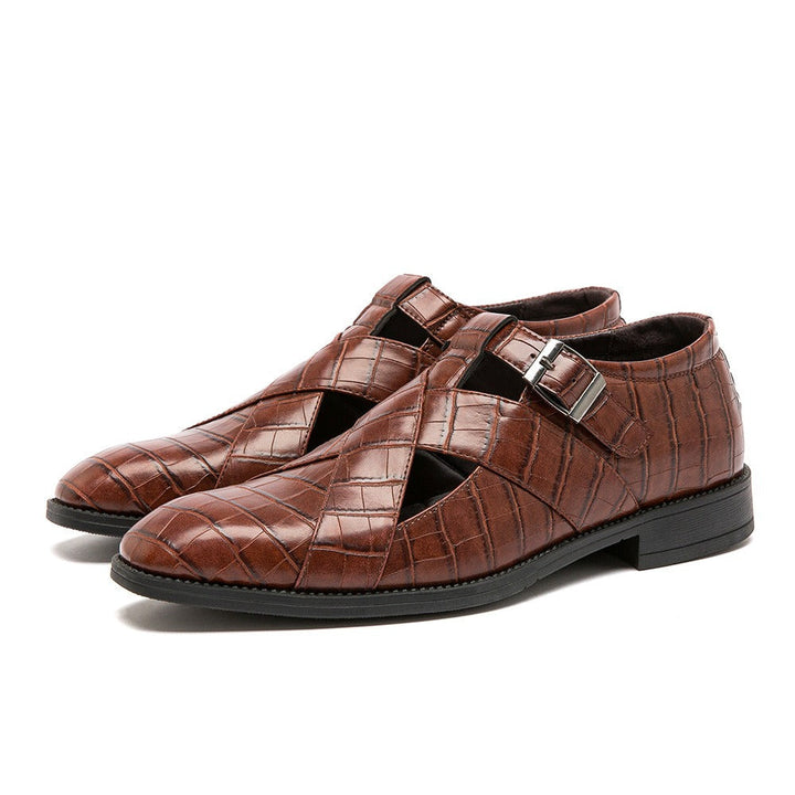 Formele herenschoenen bruin leer opengewerkt ontwerp elegant - Ferrano