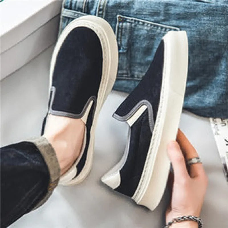Herenslip-on sportschoenen lichtgrijs ademend canvas - Adrix
