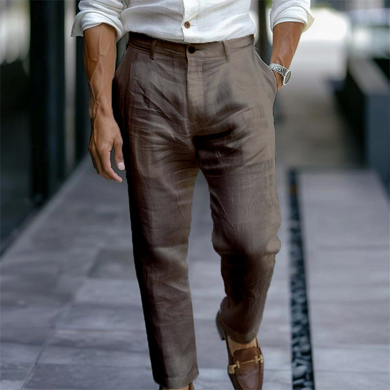 Rechte linnen herenbroek wit elegant casual - Adriano