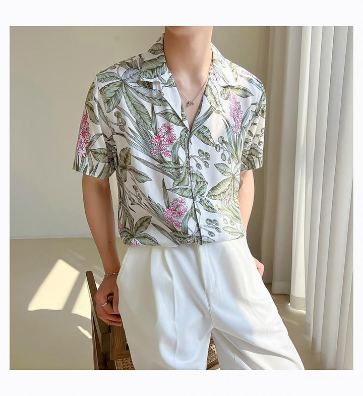 Herenoverhemd van viscose met tropische print, loose fit - Julian