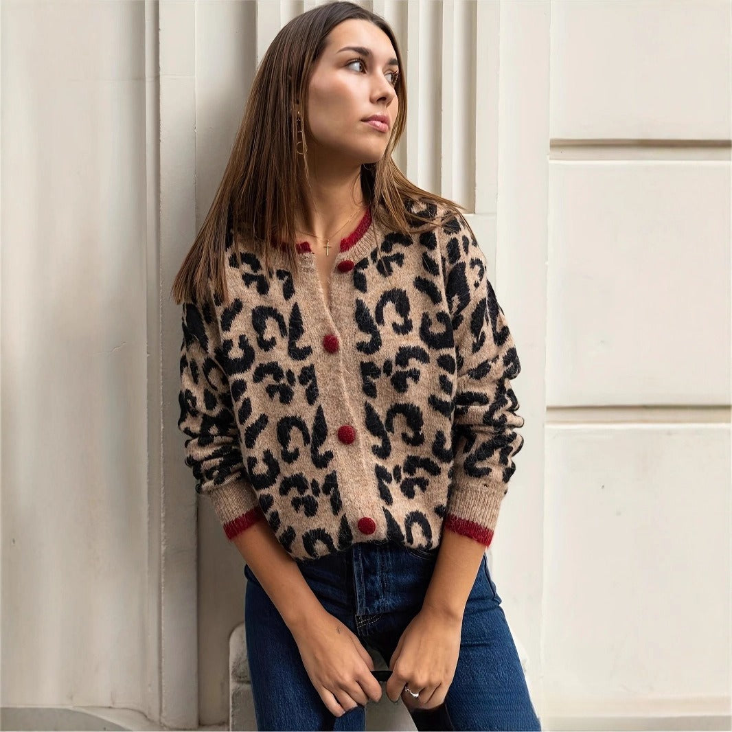 Gebreid damesvest met print - Maelen