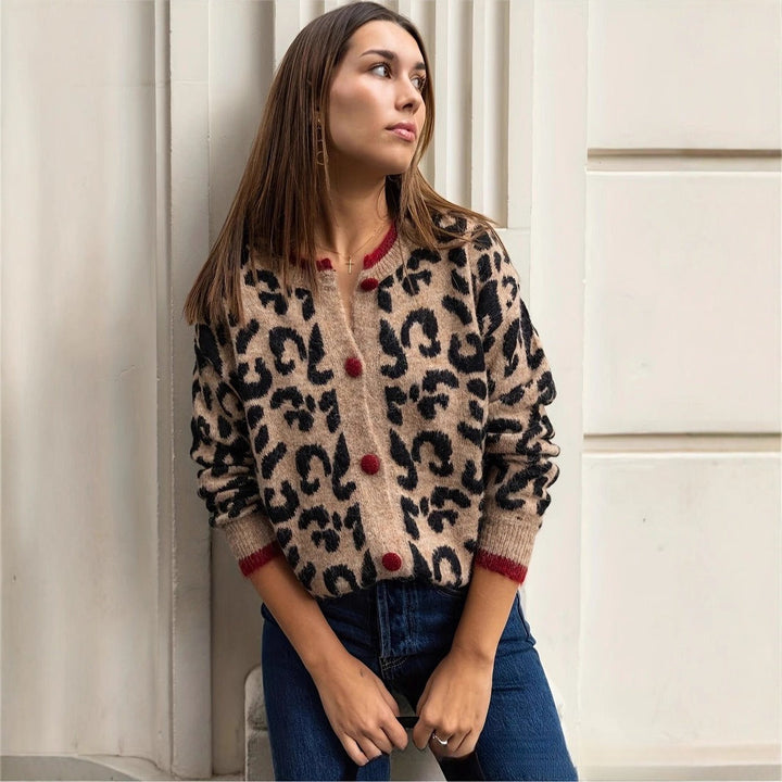 Gebreid damesvest met print - Maelen