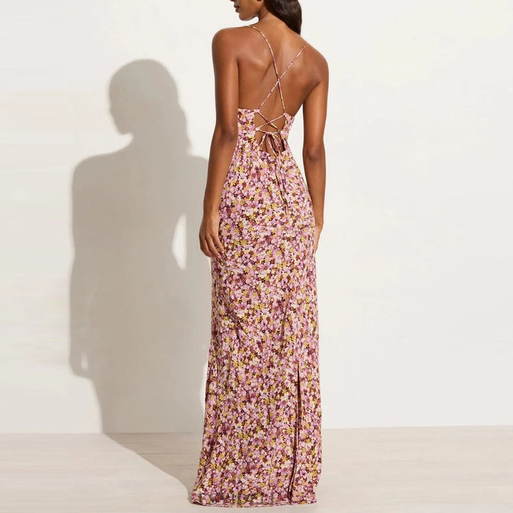Lenay - Strappy Bloemenprint Kriskras Flowy Lange Soondress