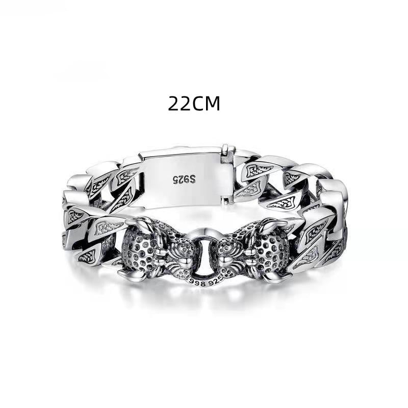 Man luipaard hoofd armband met metalen tribal design - Hekkan
