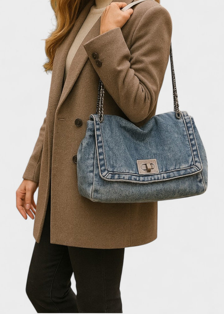 Denim urban stijl metallic kettingtas - Briseida