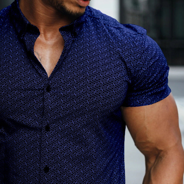 Slim fit overhemd met geometrische print voor heren - Adrián