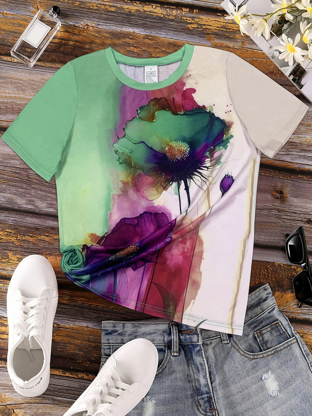 Fabienne - T-shirt met bloemenprint en korte mouwen