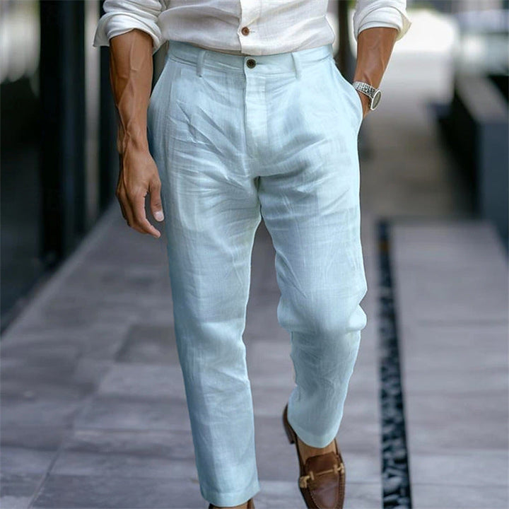 Rechte linnen herenbroek wit elegant casual - Adriano