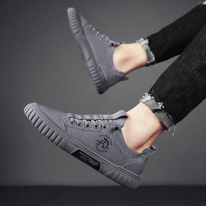 Casual herenschoenen in matgrijze ademende stof - Lior