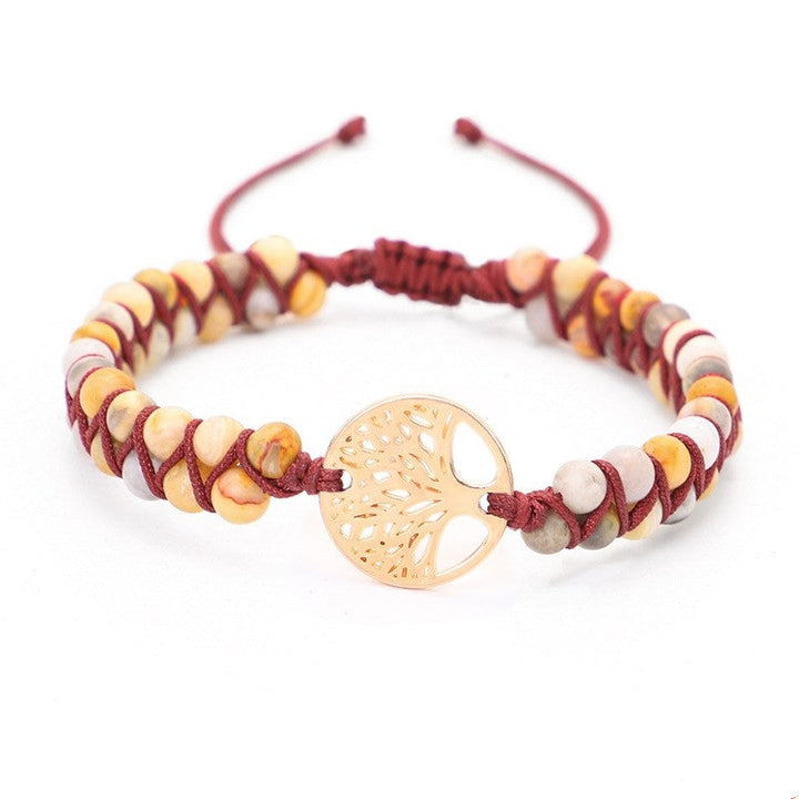Yoga armband geweven met levensboom bedel