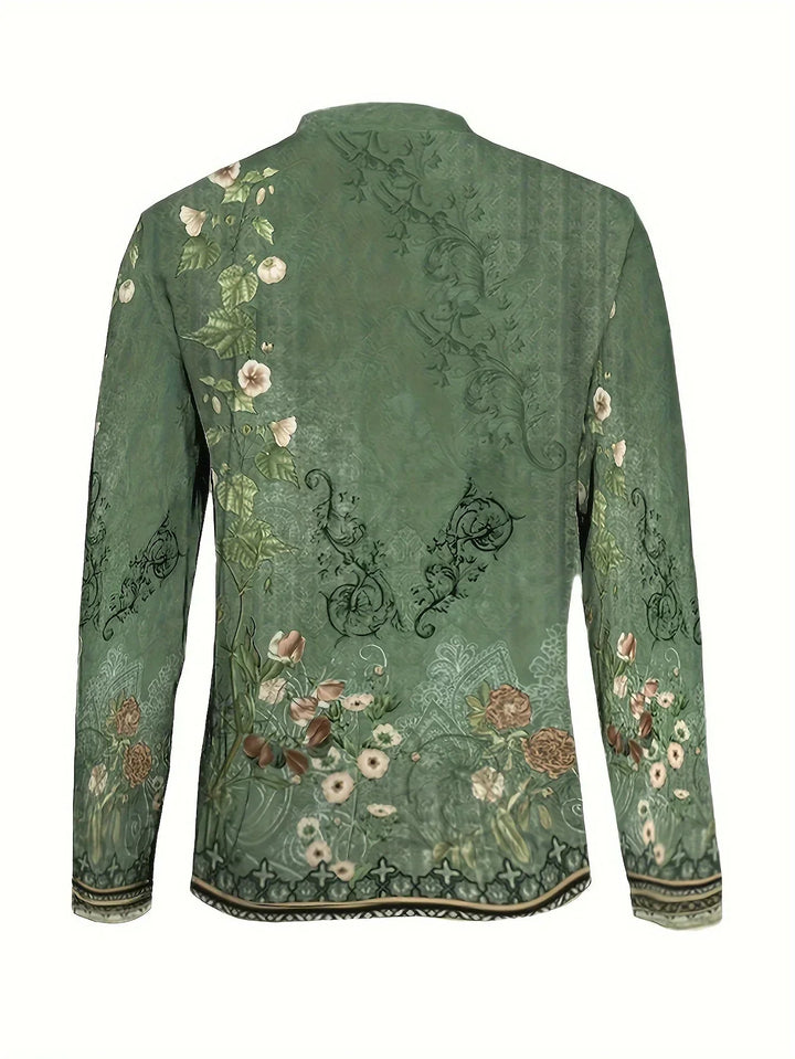 Xenia - T-shirt met bloemenmotief en asymmetrische halslijn