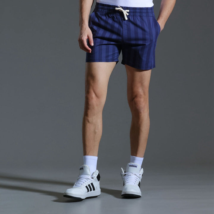 Herenhort van polyester met sportieve verticale strepen - Julian