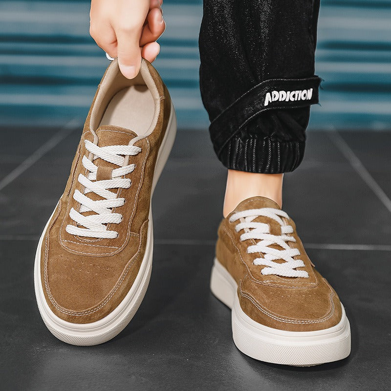 Lage herentrainers in Britse retrostijl camelkleur - Henry