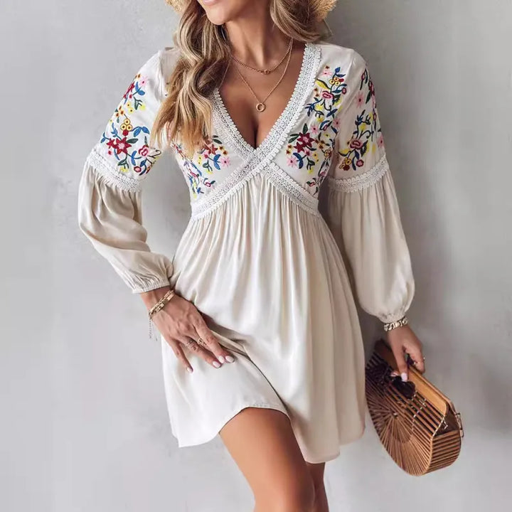 Scarlett - Bohemien kort jurkje met bloemen