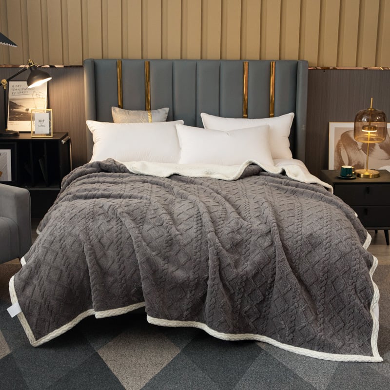 Dubbellaagse thermische deken met zacht wollen effect