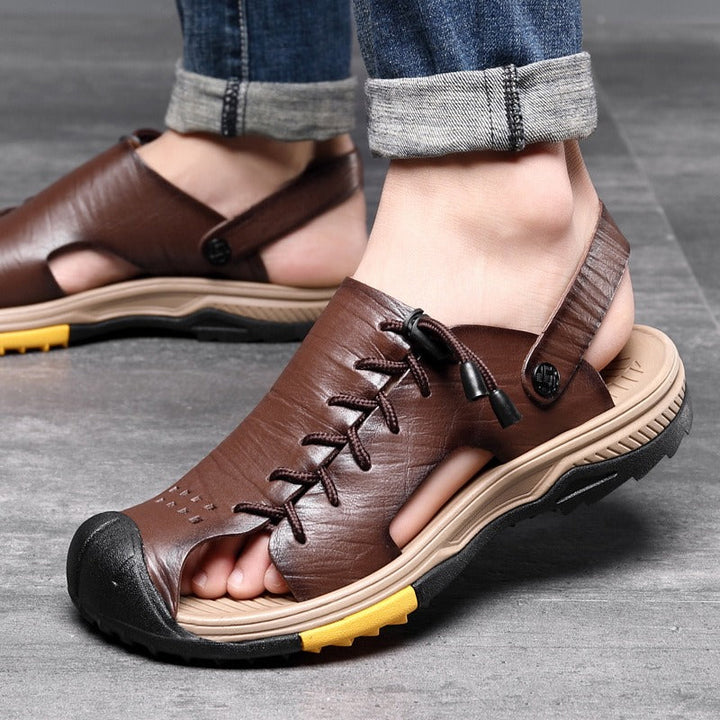 Herensandalen in trekkinguitvoering van synthetisch leer - Mateo