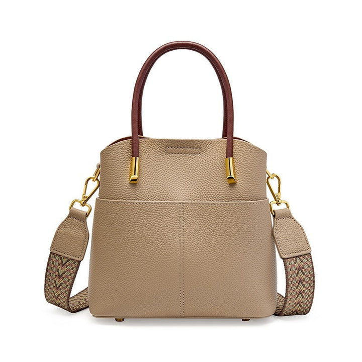 Emmerbag voor dames in generfd leer met dubbel handvat - Emilia