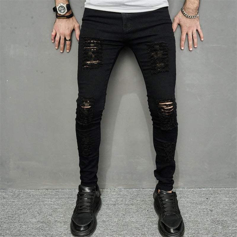 Heren denim gescheurde skinny jeans - Ivan