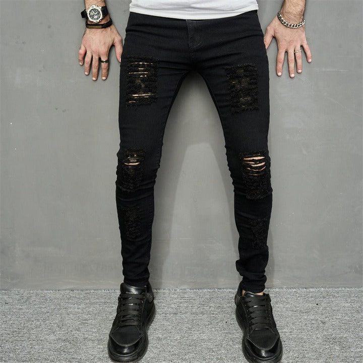 Heren denim gescheurde skinny jeans - Ivan