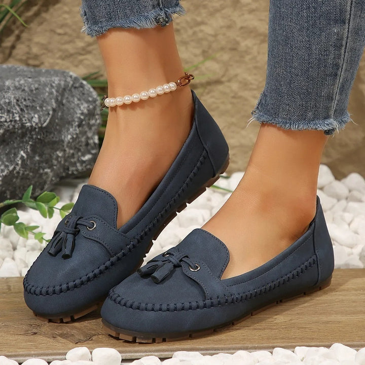 Slipbestendige platte damesloafers met strikdetail - Martina
