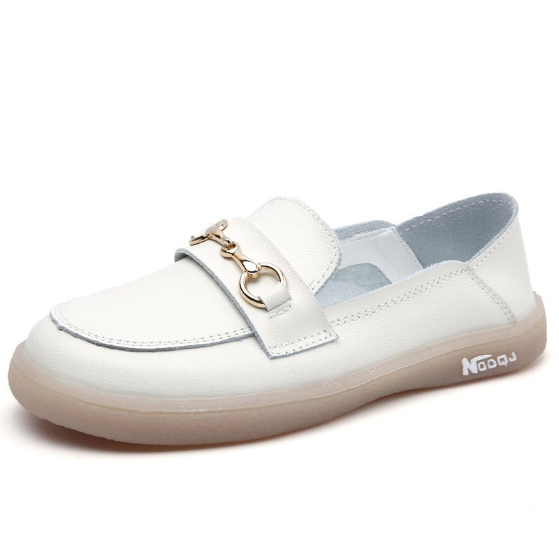 Platte damesloafers wit metallic detail - Melora