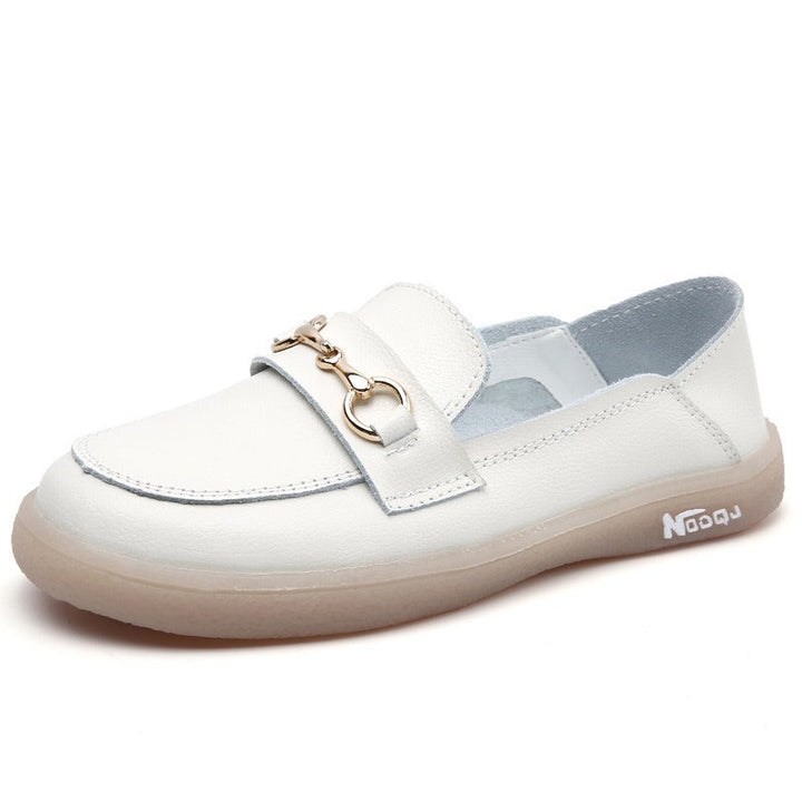 Platte damesloafers wit metallic detail - Melora