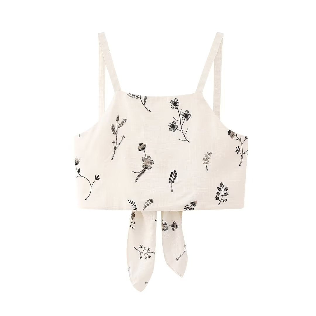 2-delige crèmekleurige set met bloemenprint - Liora