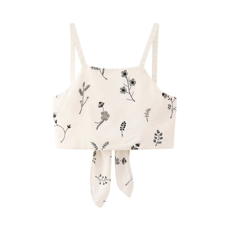 2-delige crèmekleurige set met bloemenprint - Liora