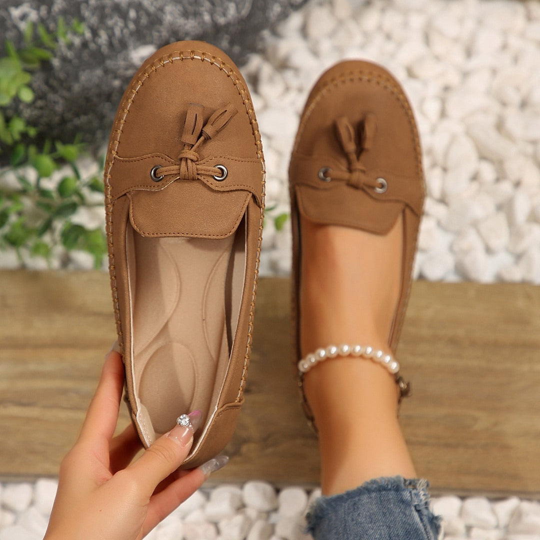 Slipbestendige platte damesloafers met strikdetail - Martina