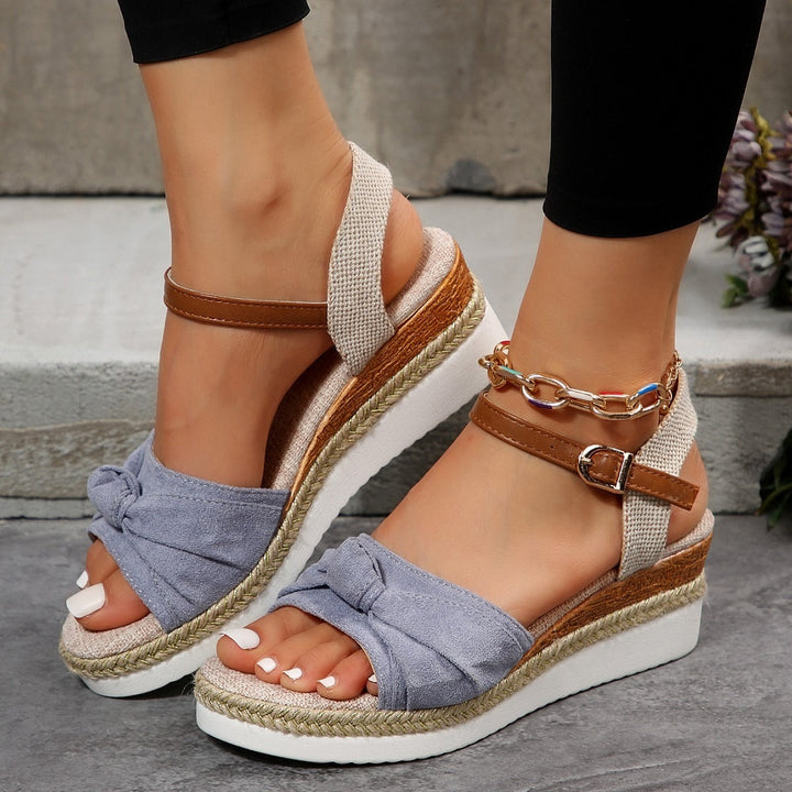 Damessandalen met open teen in jute denim - Isela