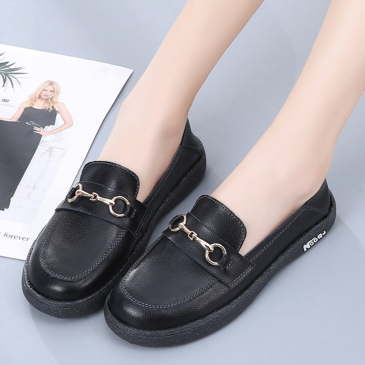 Platte damesloafers wit metallic detail - Melora