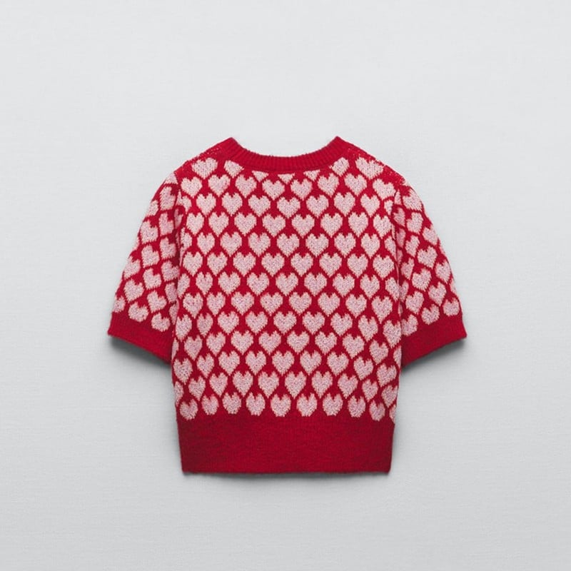 Gebreide damestrui met korte mouwen en print - Yrsa