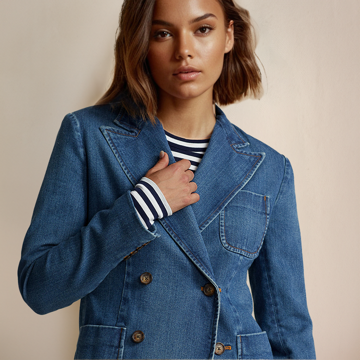 Bely - Denim blazer met twee knopen