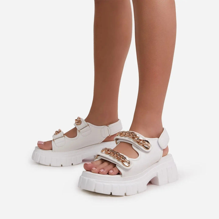 Damessandalen met platform en metalen ketting - Renata