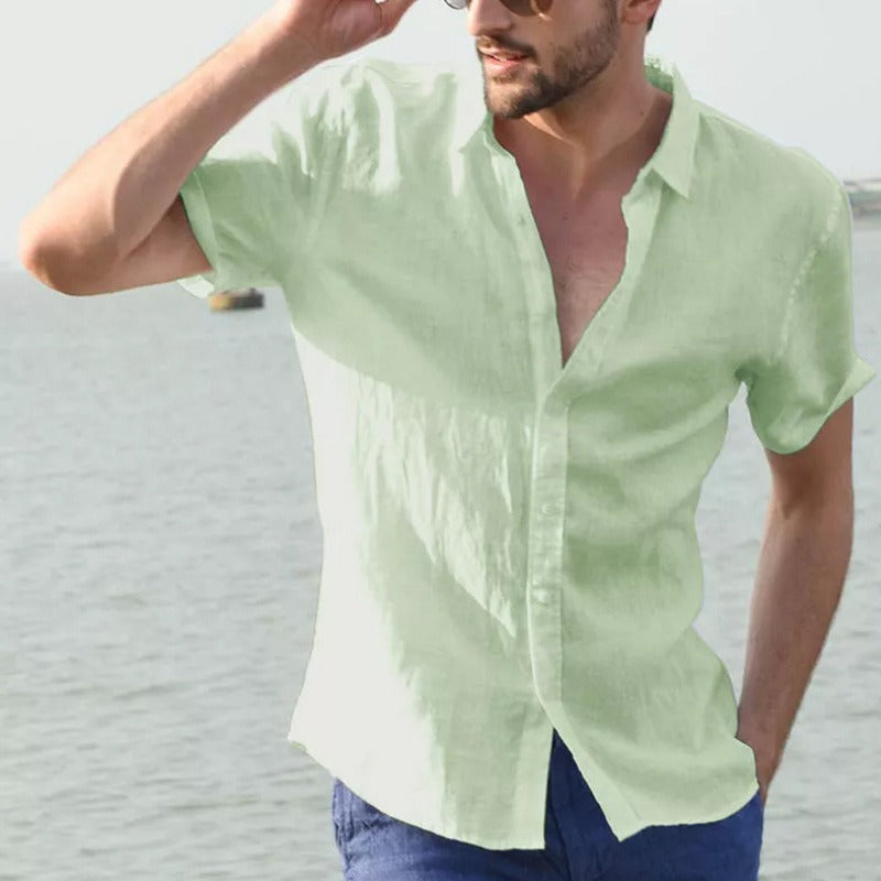 Heren linnen overhemd korte mouw casual stijl - Ivan