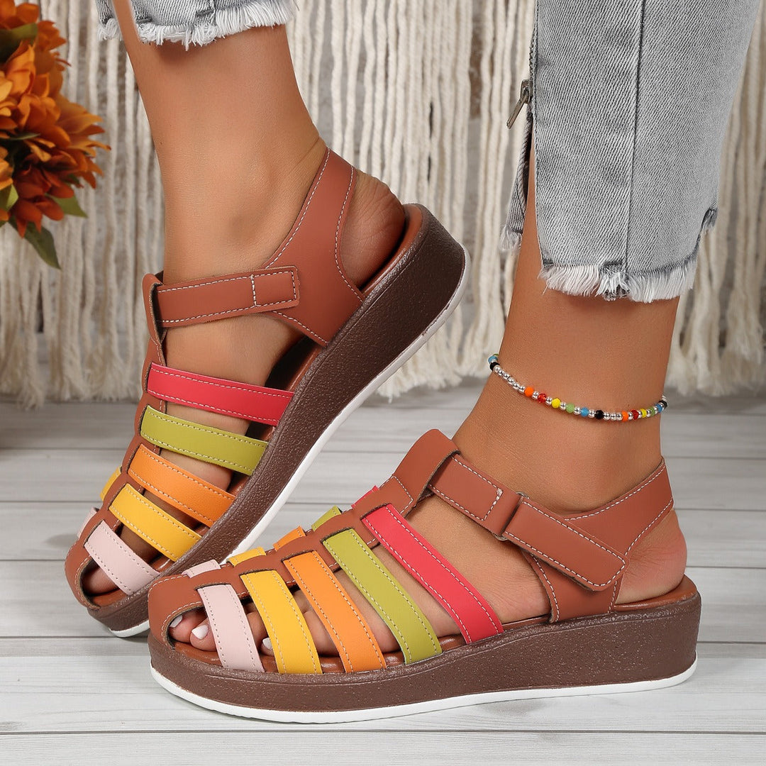 Multicolour casual damessandalen met gekruiste bandjes en comfortabele zool - Nayeli
