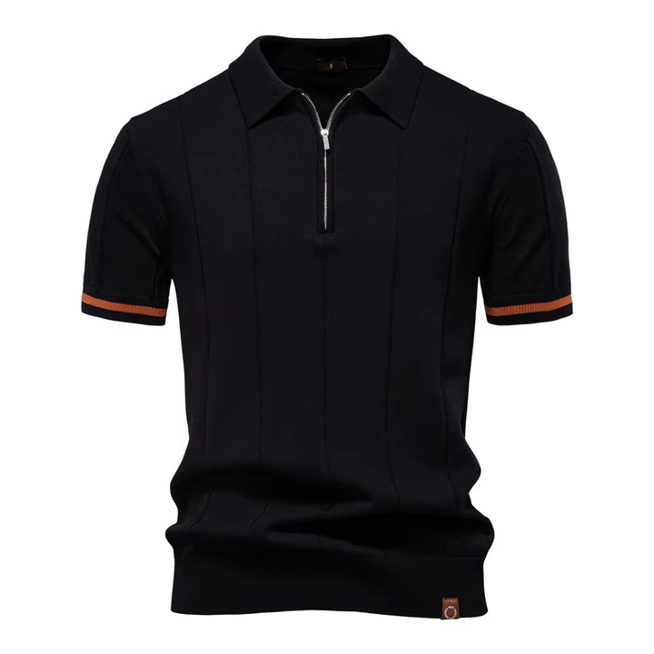 Sportieve herenpolo korte mouw met ritssluiting wit elegant - Leandro
