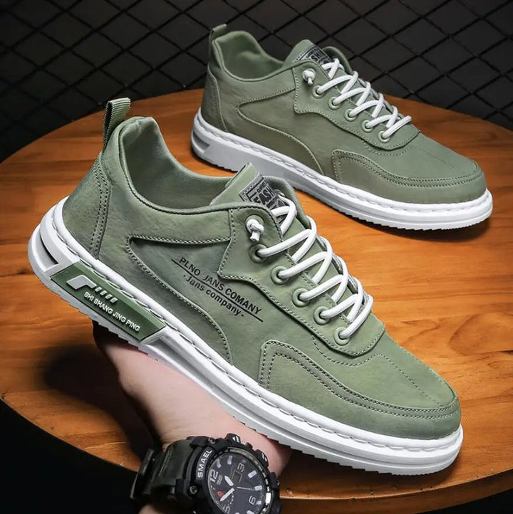Ademende casual herentrainers olijfgroen - Milo