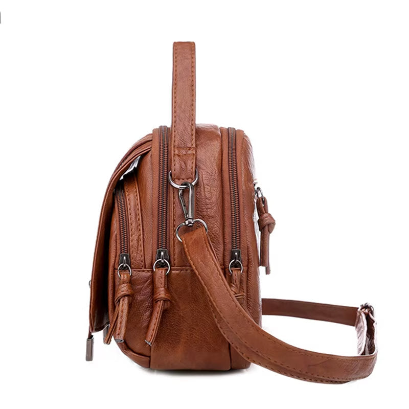Schoudertas compact leren vintage stijl - Miranda