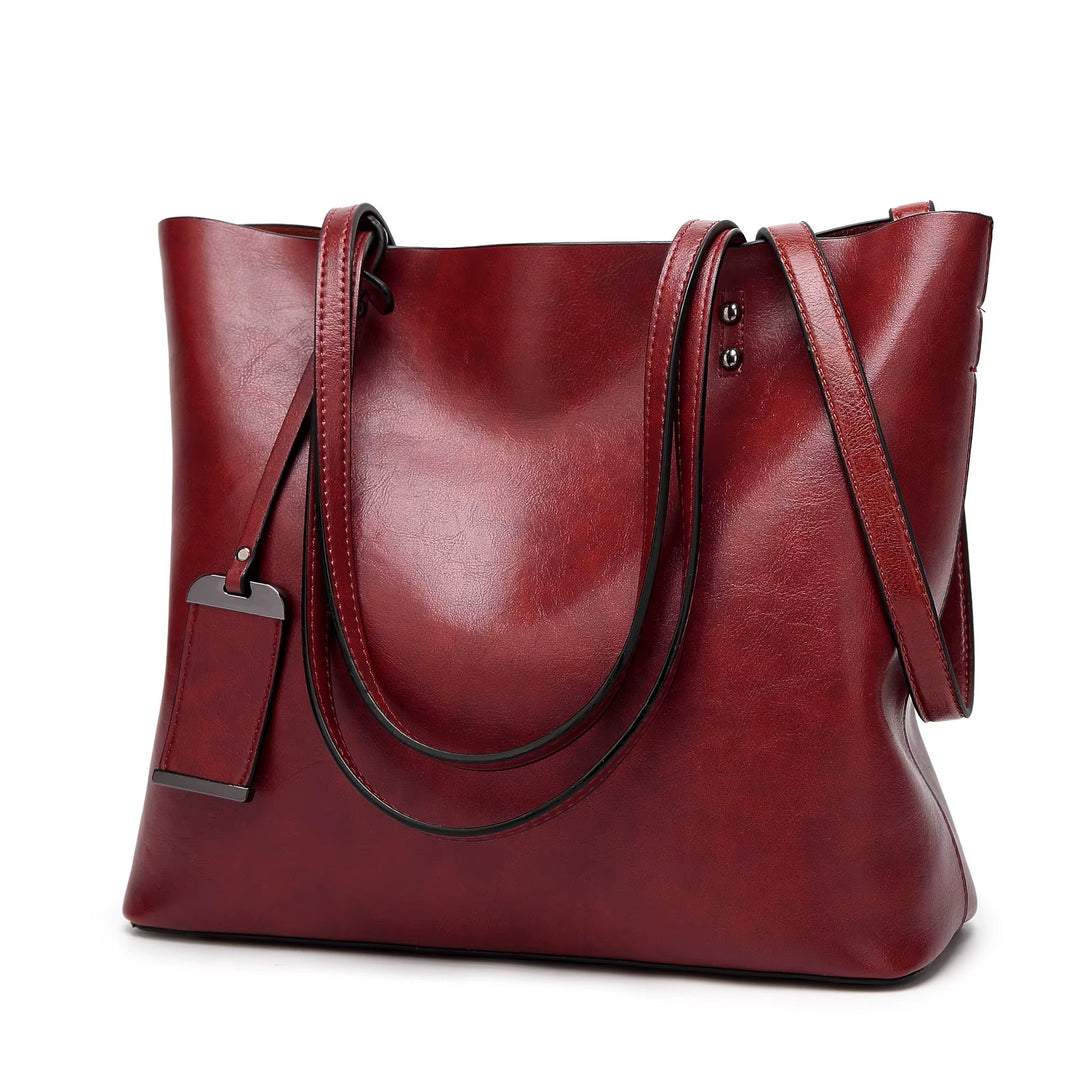 Retro stijl schoudertas voor dames in bordeaux glad leer - Elea