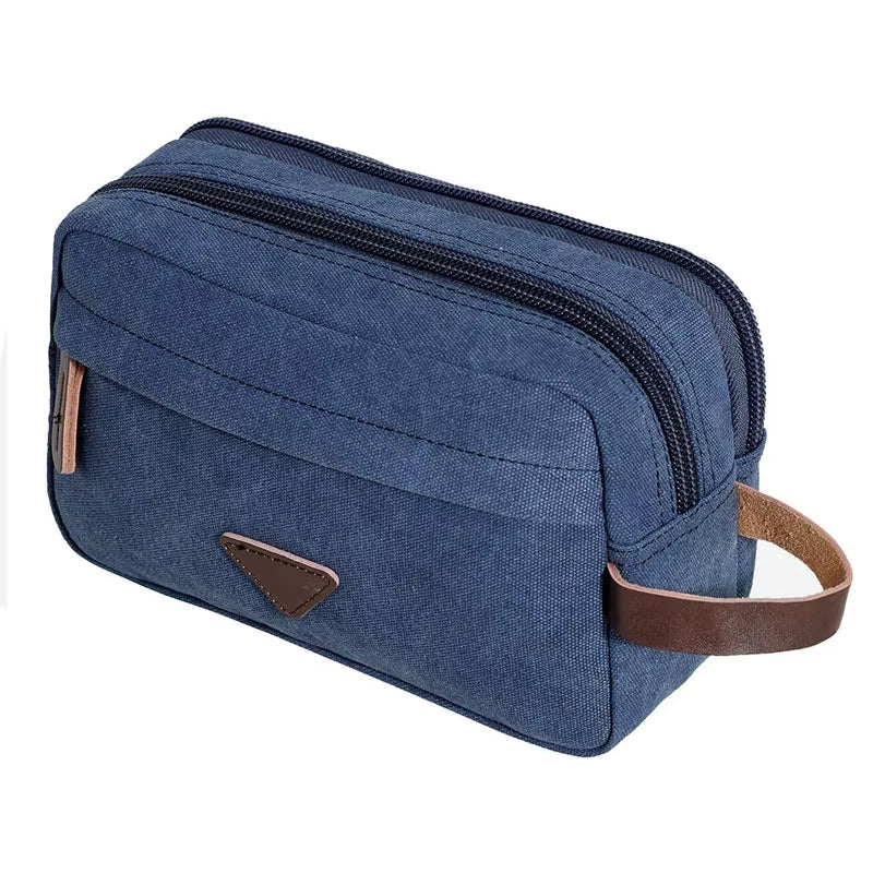 Unisex waterdichte canvas toilettas met dubbel compartiment - Bruno