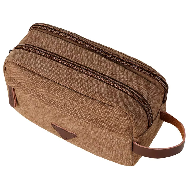 Unisex waterdichte canvas toilettas met dubbel compartiment - Bruno