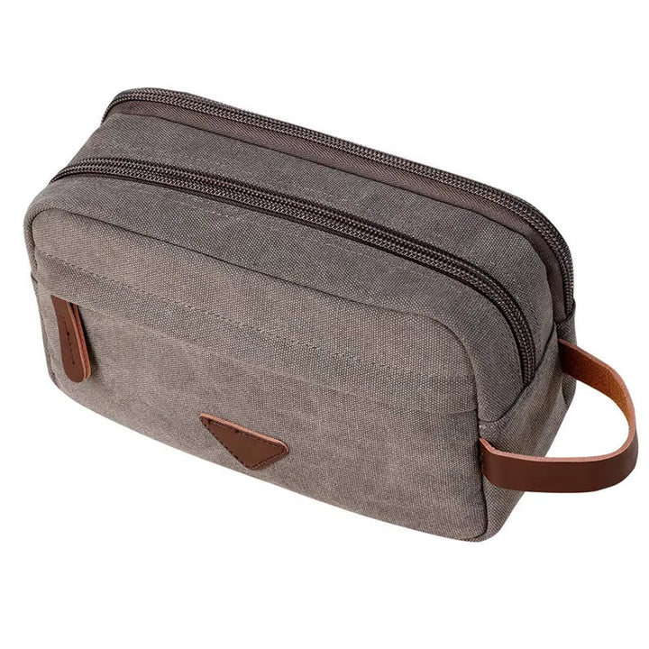 Unisex waterdichte canvas toilettas met dubbel compartiment - Bruno