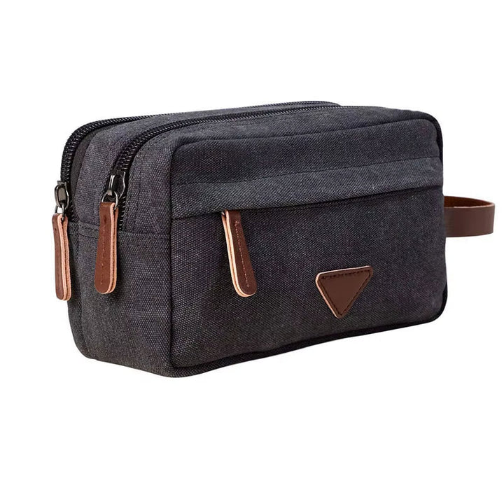 Unisex waterdichte canvas toilettas met dubbel compartiment - Bruno