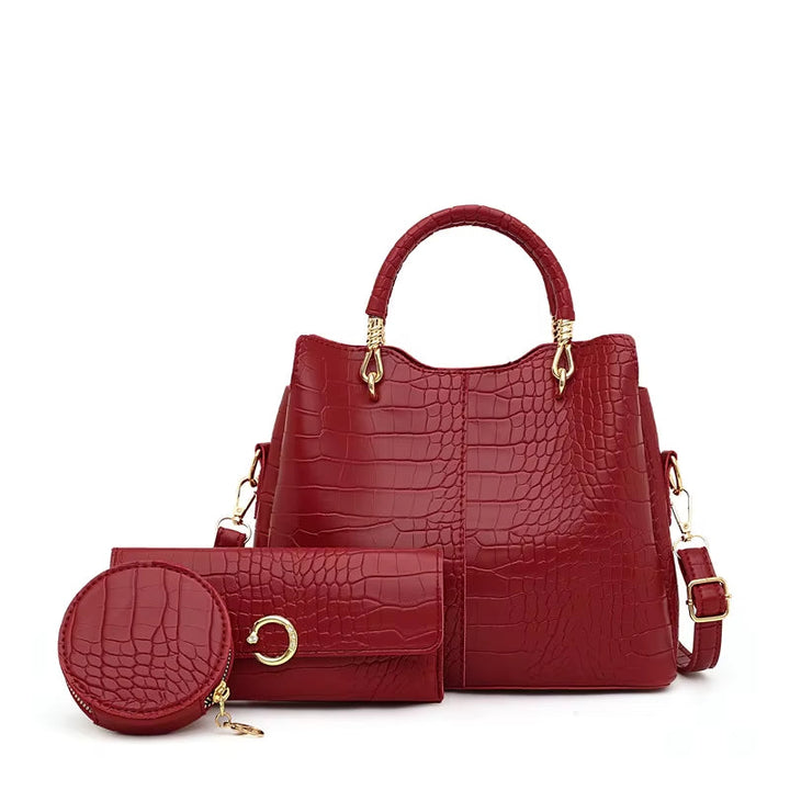 Vrouw handtas krokodil design 3 stuks - Valentina