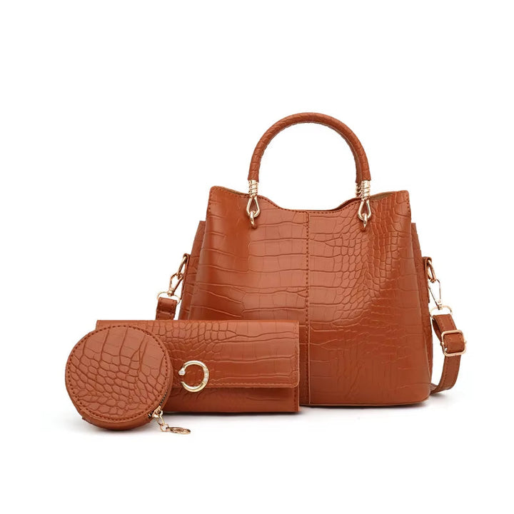 Vrouw handtas krokodil design 3 stuks - Valentina