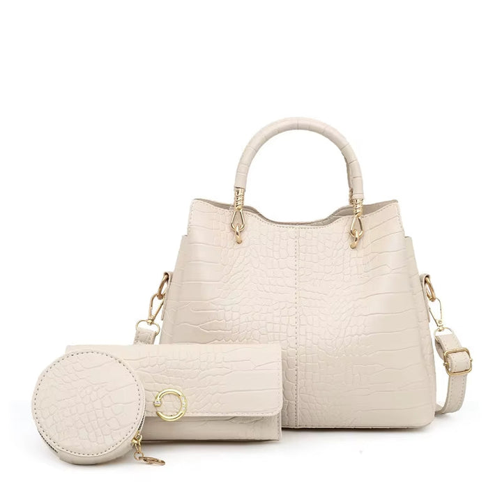 Vrouw handtas krokodil design 3 stuks - Valentina