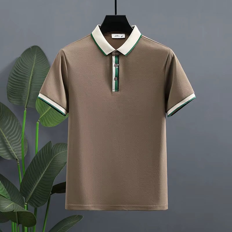 Katoenen piqué herenpolo met contrastdetail in casual stijl - Mateo