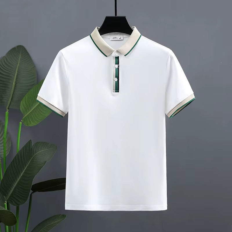Katoenen piqué herenpolo met contrastdetail in casual stijl - Mateo